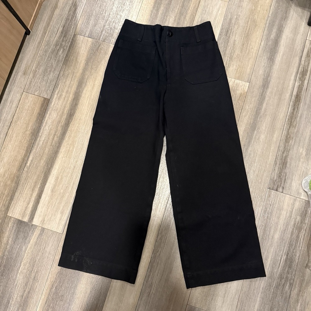 Maeve The Collette Black Pants Wide Leg Size 27 Trousers Hi Rise Minimalist